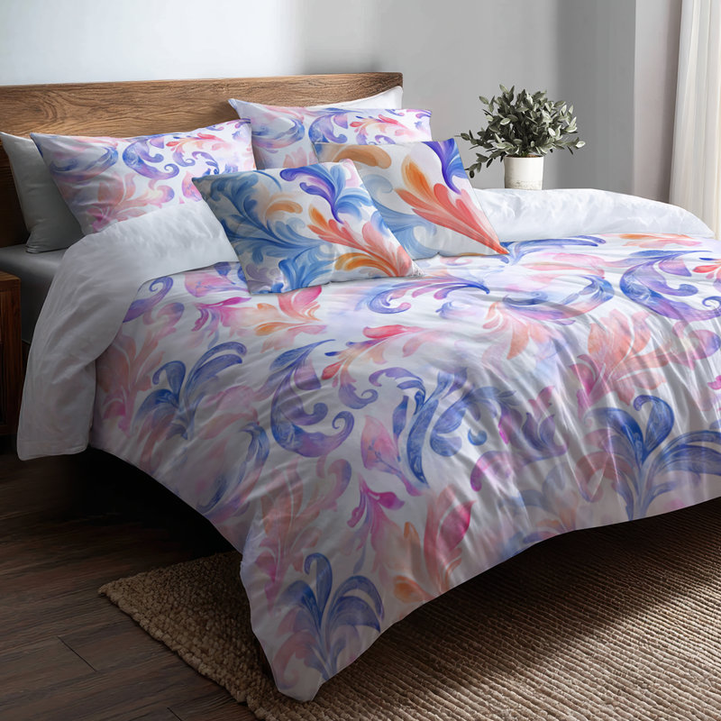 Ensemble de housse de couette et de coussin French Petal Curl, Housse de couette grand + 4 pièces supplémentair