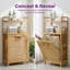 Panier à linge avec tablettes à 2 niveaux et panier inclinable, rangement en bambou pour salle de bain