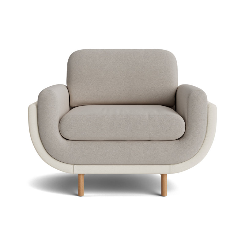 Regatta Chair, Boucle - Dove Gray/Greenwich Leather - Cream, Natural