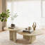 Ensemble de tables basses gigognes dorées chaudes avec dessus en marbre véritable et base en acier, tables de salon 2 pièces en beige