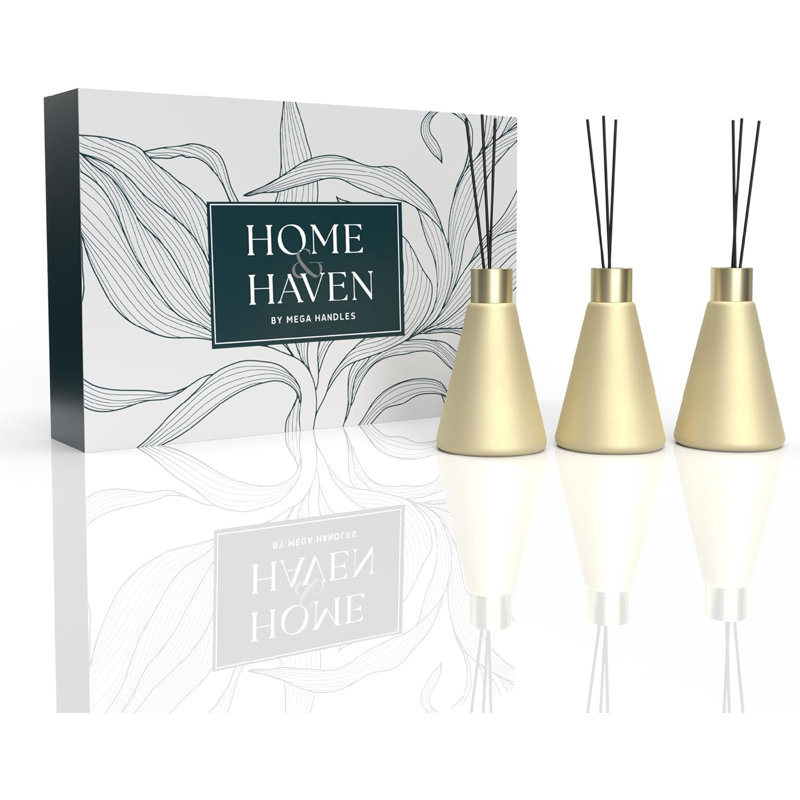 Ensemble de 3 diffuseurs à roseaux pour la maison et le bureau | Parfum naturel durable | Élégant décor d'aromathérapie en lavande, bois de santal et huiles essentielles