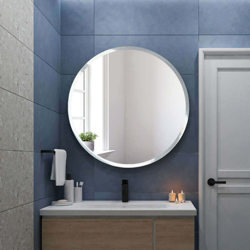36" Round Frameless Beveled Wall Mirror