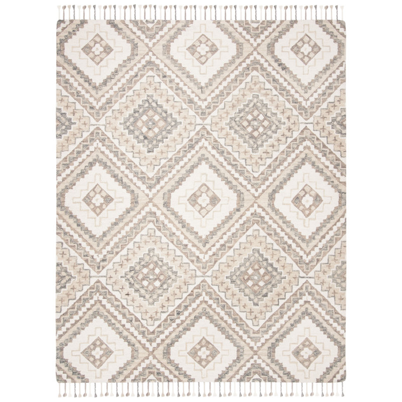 Tapis à motif sud-ouest en laine touffeté à la main Bridgette, Rectangle 6 pi x 9 pi