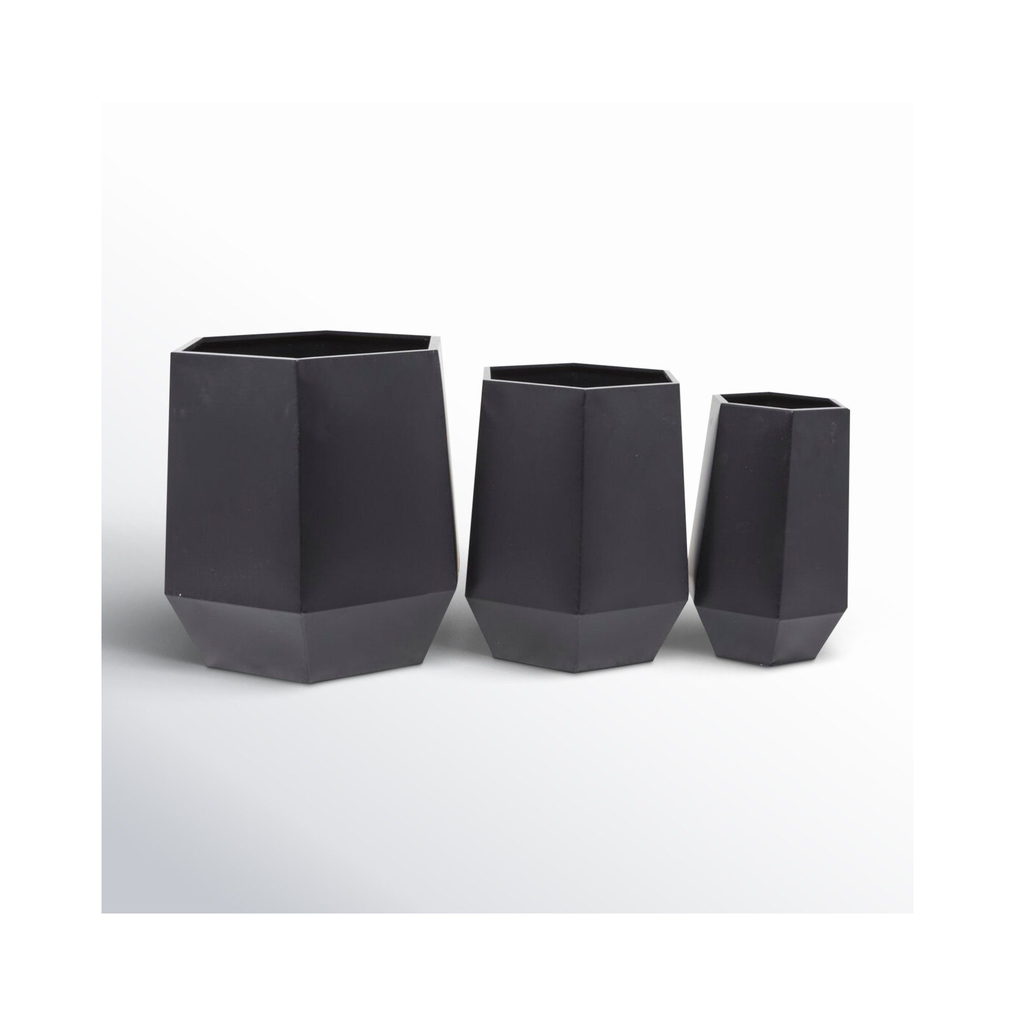 Esta Metal Planter - Set of 3, Black