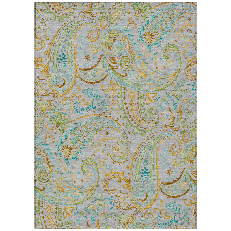 Kinslee Washable Paisley Indoor / Outdoor Rug, Rectangle 3' x 5'