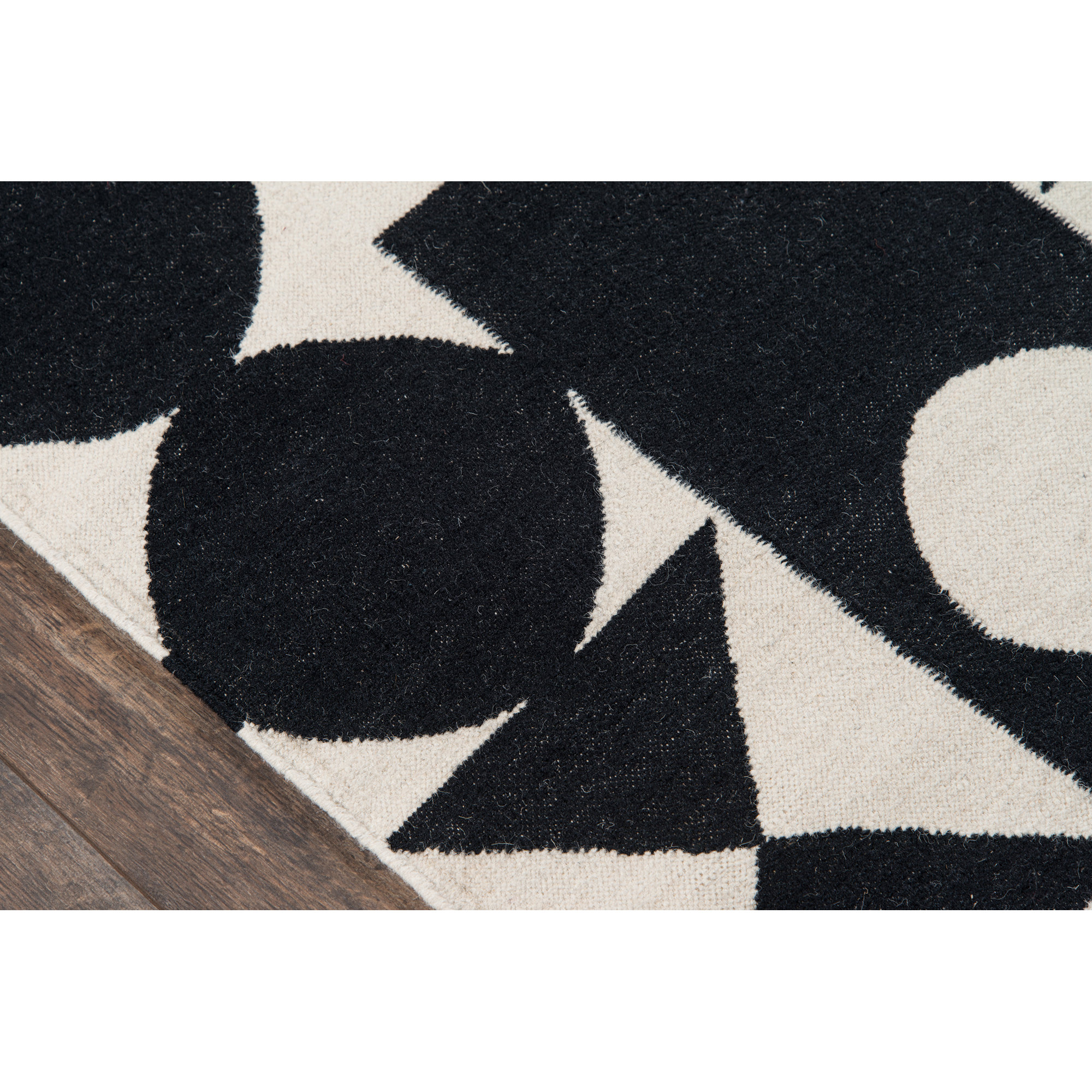 Roshni Handmade Wool Black Rug, Rectangle 7'6" x 9'6"
