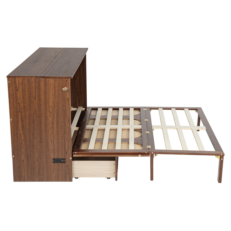 Versatile Murphy Bed with Multiple Functional Features, Walnut
