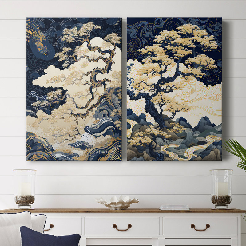 Paysages série CLVI - Toile tendue avec châssis de qualité supérieure - Prêt à être accroché, H 60 po x l 80 po