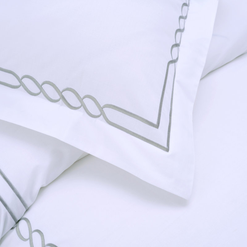 White Cotton Twin/Twin XL Embroidered Duvet Cover Set