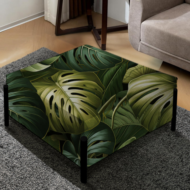 Monstera Mirage Tropical Pattern - Tropical Large Square Ottoman
