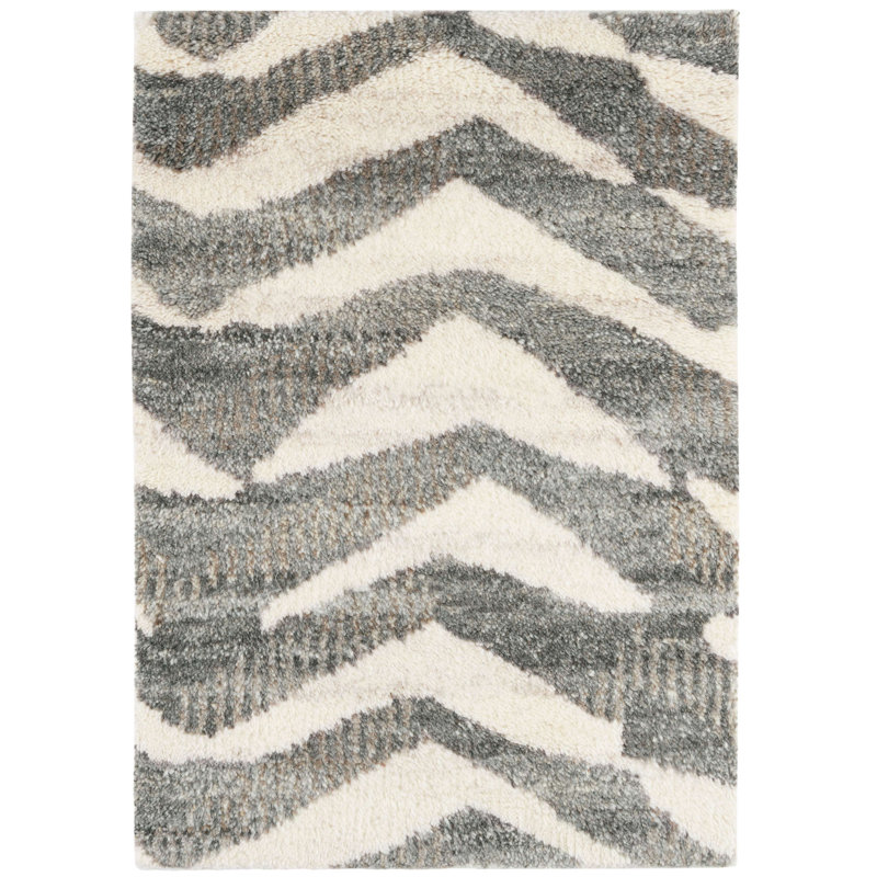 Tapis gris en laine noué à la main Farah, Rectangle de 10 pi x 14 pi