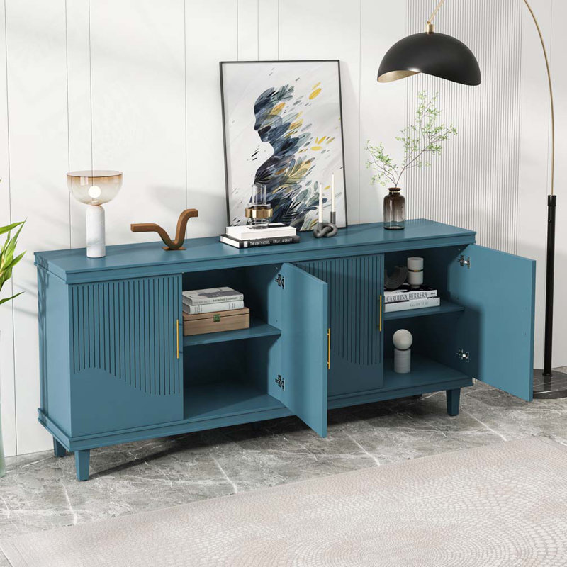 Grande armoire à 4 portes, Bleu, 32.28" H x 70.07" W x 15.75" D