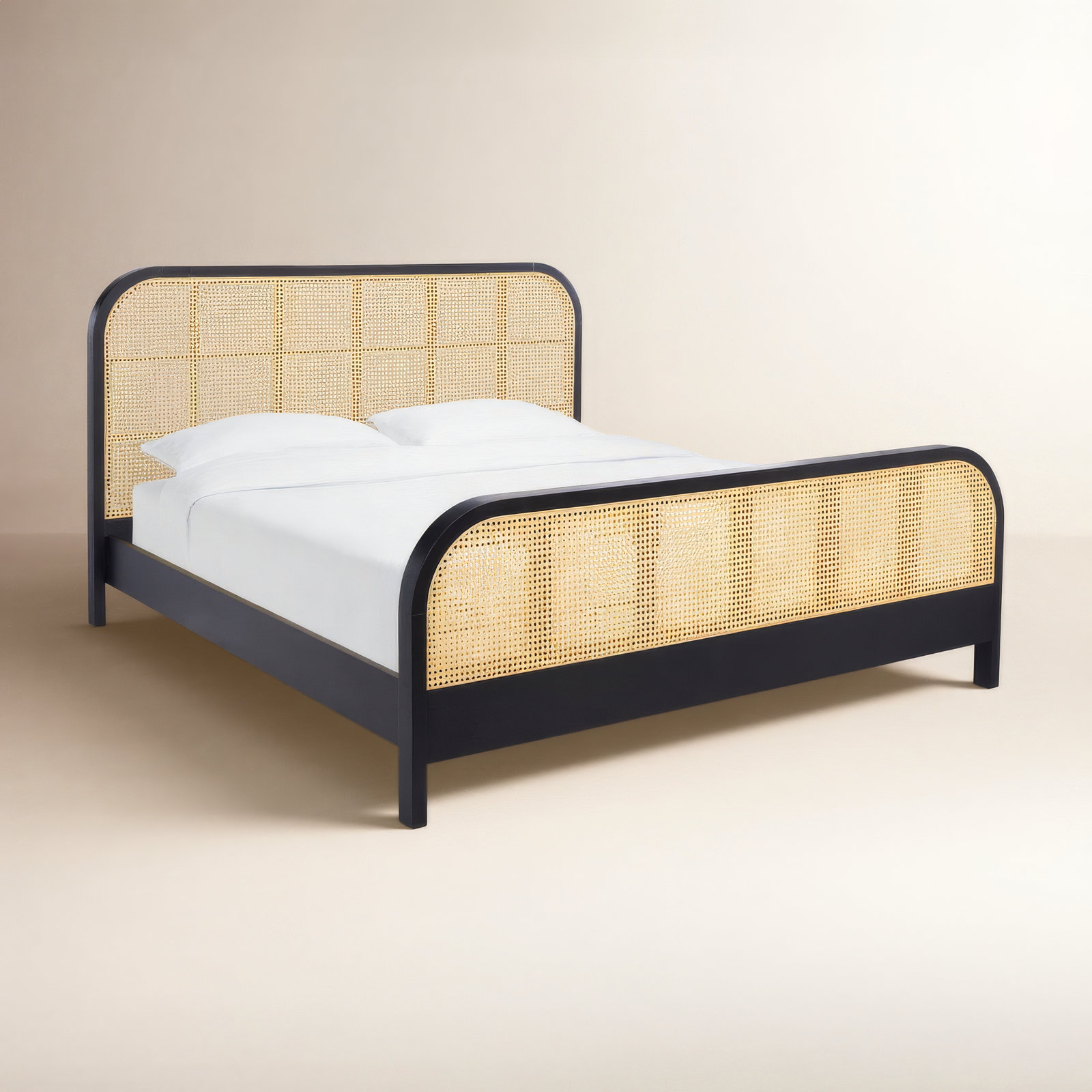 Cane Platform Bed, Black, King