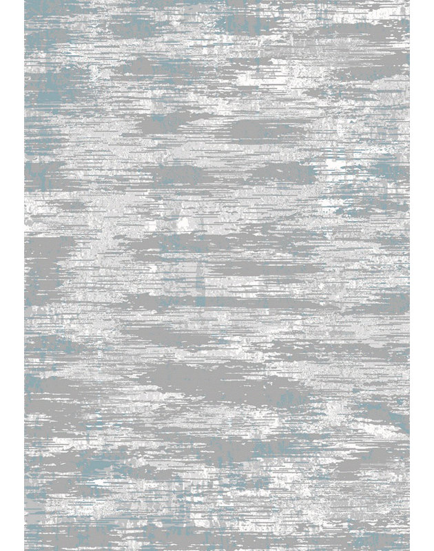 Argent Nikolai/gris/Tapis décoratif turquoise, Rectangle 6 pi 7 po x 9 pi 6 po