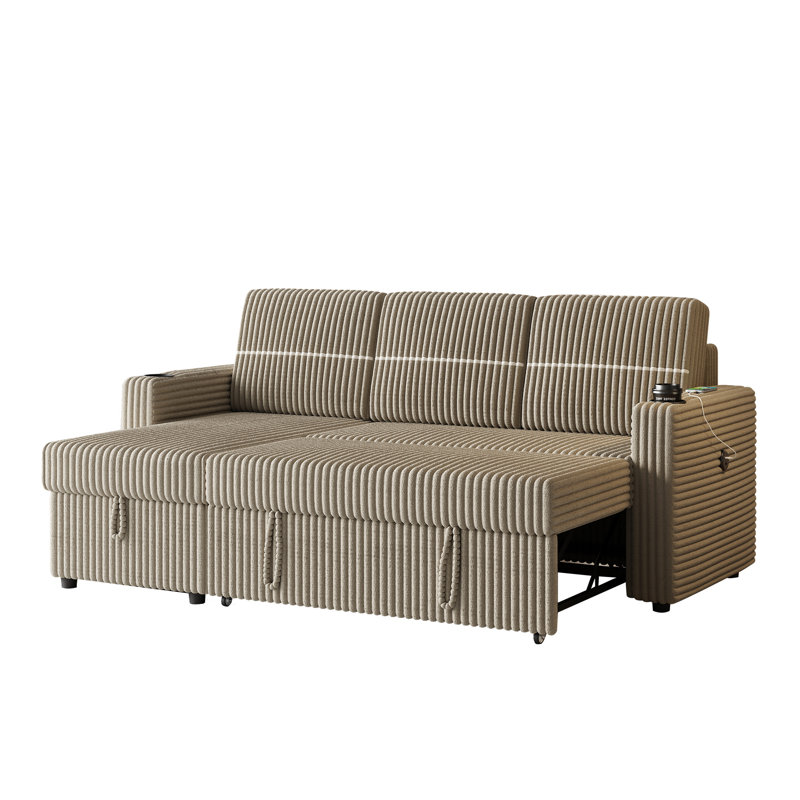 Canapé modulaire 2 pièces Baney, Velours côtelé brun