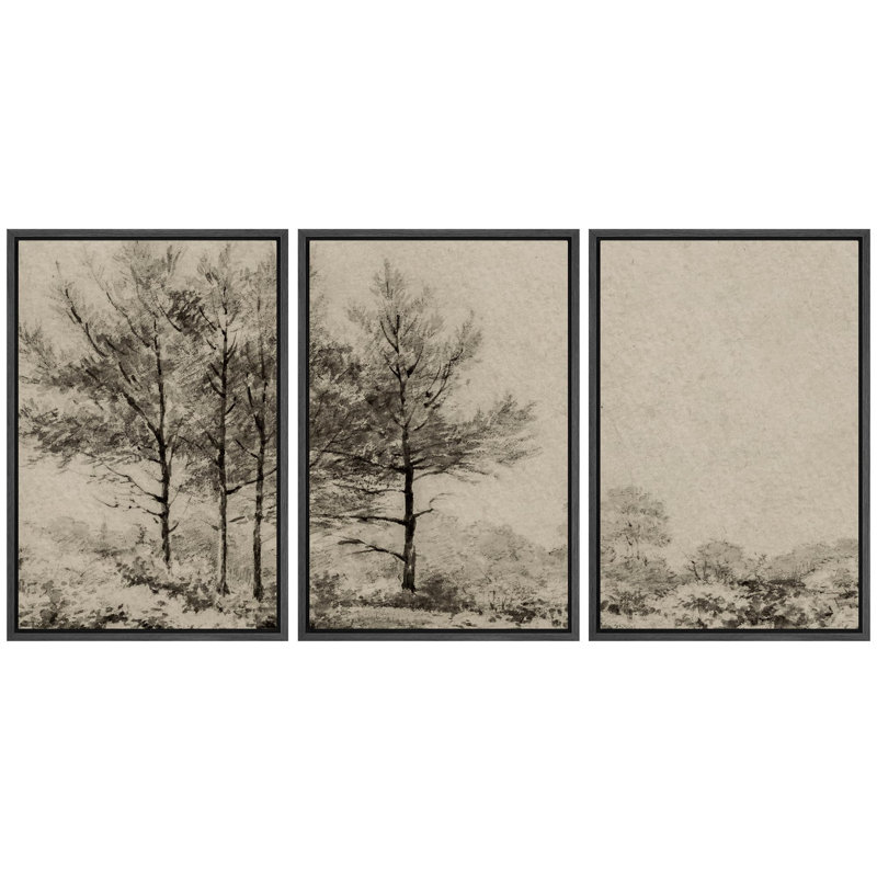 «Serene Forest Scenery Nature Wilderness Illustration Decor Scenic Panoramic Earth», 3 pièces sur toile, H 36 po x l 24 po