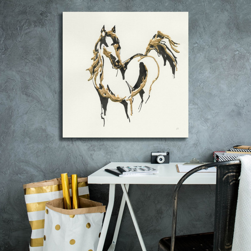 «Golden Horse 7» par Chris Paschke, art mural sur toile, H 26 po x l 26 po x P 1,5 po