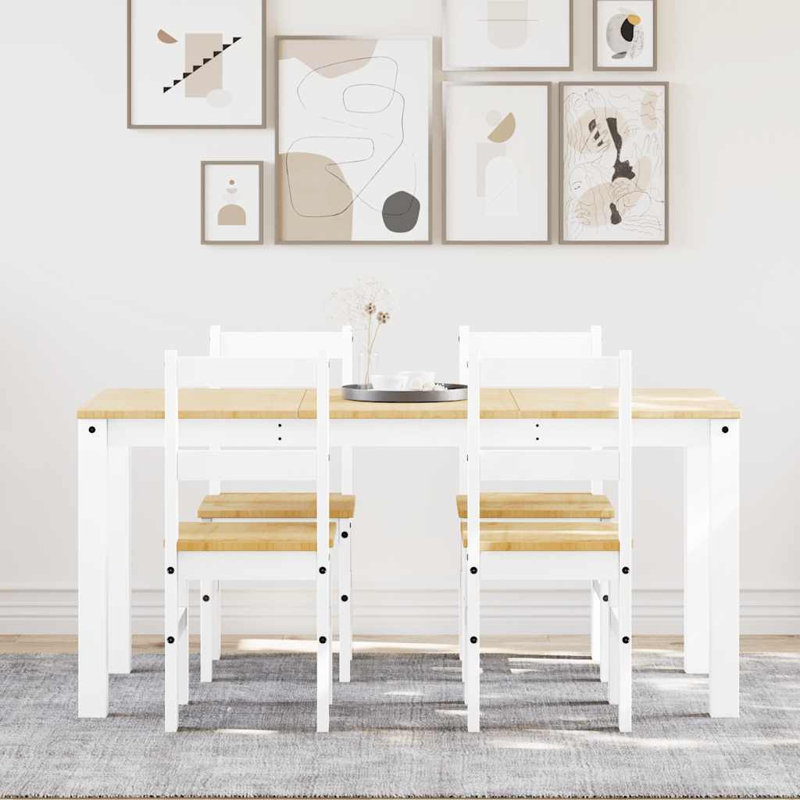 Truitts 4 - Person Pine Solid Wood Patio Dining Set Table,, 75cm H x 160cm L x 80cm W, White