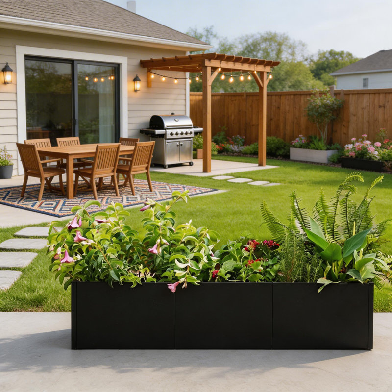 Boîte à fleurs en acier pour jardin, terrasse, balcon, terrasse, H 12 po x l 51 po x P 18 po