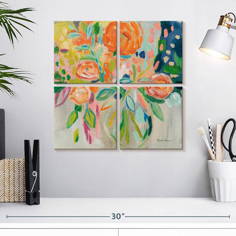 Harnek été floral orange, H 18 po x l 18 po