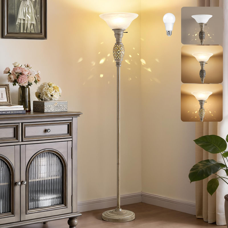 70" Victorian Torchiere Floor Lamp, Grayish Brown