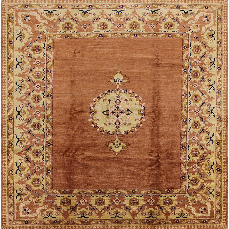 Tapis brun à motif oriental, Carré 3 pi