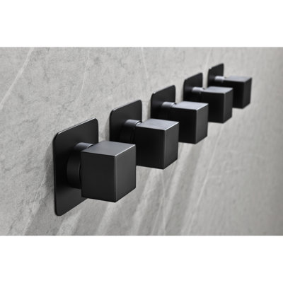 Matt Black Volume Controller Valve - 3/4" Cast Metal, Adjustable Brass Handle, Rust Proof Metal Shower Handle Adjustable, Black, Corrosion & Resistance