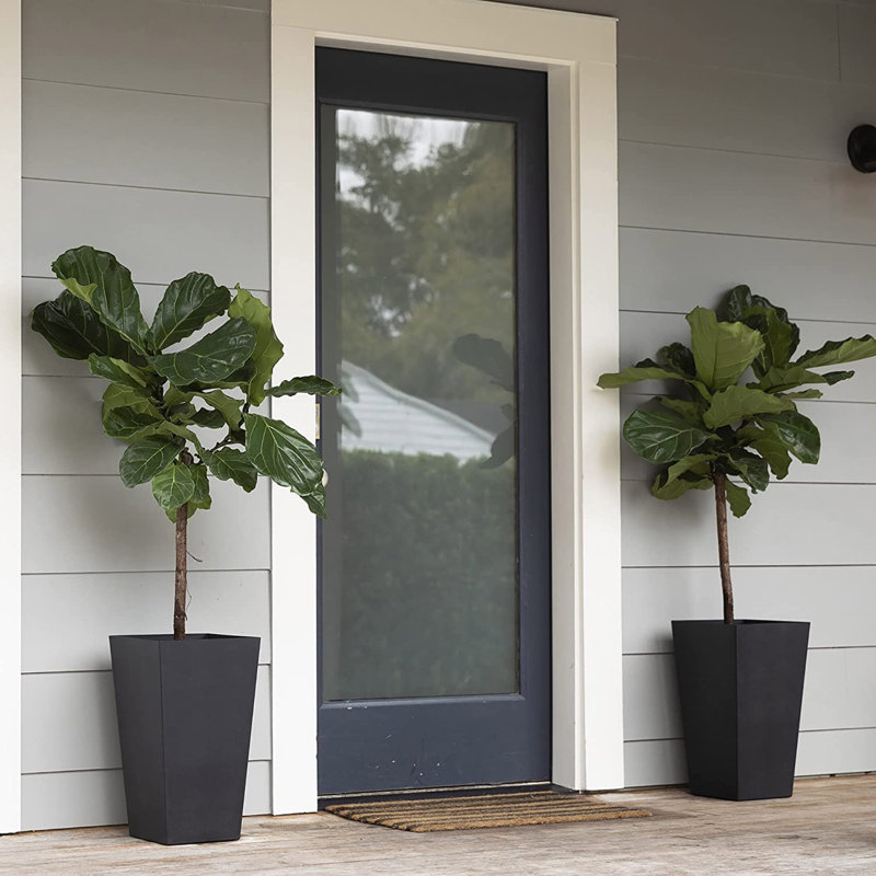 Finley 20" Black Recycled Plastic Square Planter