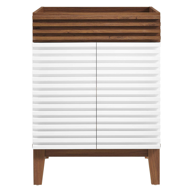 Base de meuble-lavabo simple 23,5 po Render, Blanc / Noyer