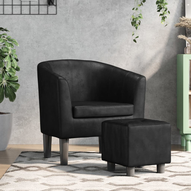 Fauteuil demi-tonneau avec repose-pieds 27,6 po Caneghem