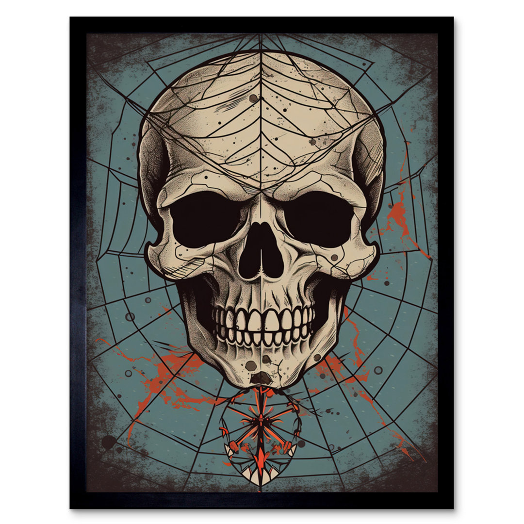 Mael Old School USA Tattoo Ink Body Art Skull Spider Rockabilly Americana - Single Picture Frame Print