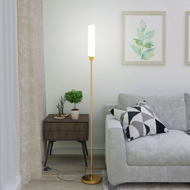 Lampe sur pied avec télécommande, éclairage permanent avec interrupteur au pied, Laiton doré