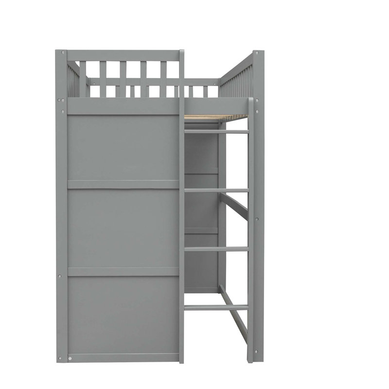 Lit mezzanine avec échelle House, Gris / blanc, Simple