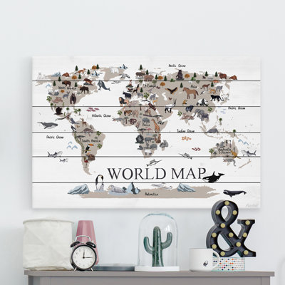 'Find The Animals' Print On White Wood