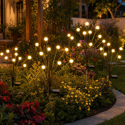 4-pack Solar Firefly Garden Lights, Waterproof 32 Led Outdoor Pathway Lights For Yard Patio