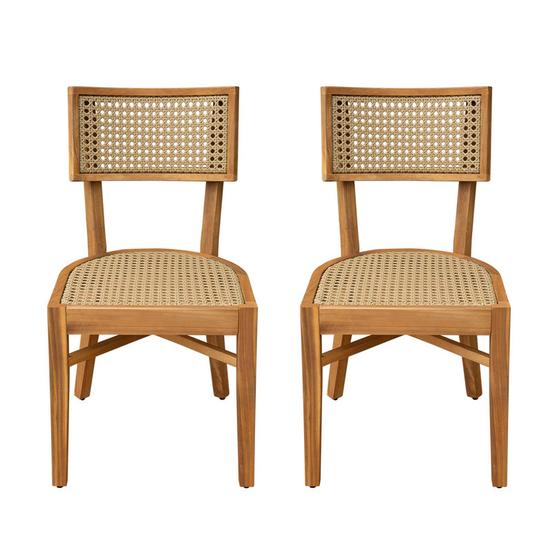 Chaise en bois d'acacia avec osier Netro