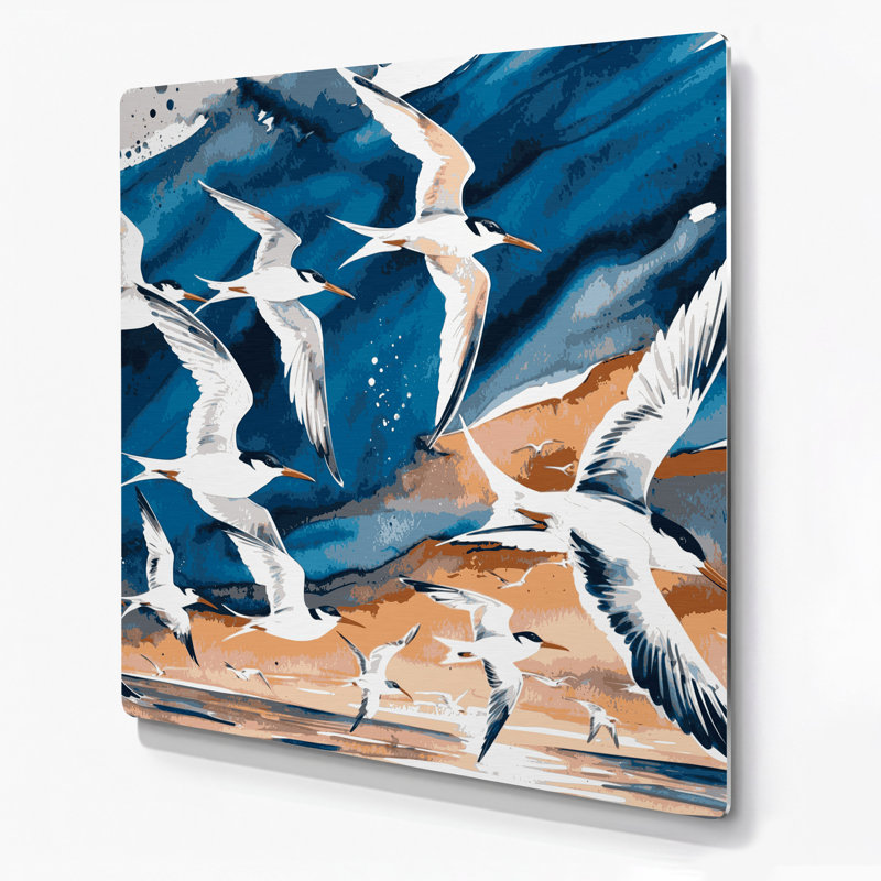 Art mural en métal, oiseaux, sterne, H 12 po x l 12 po