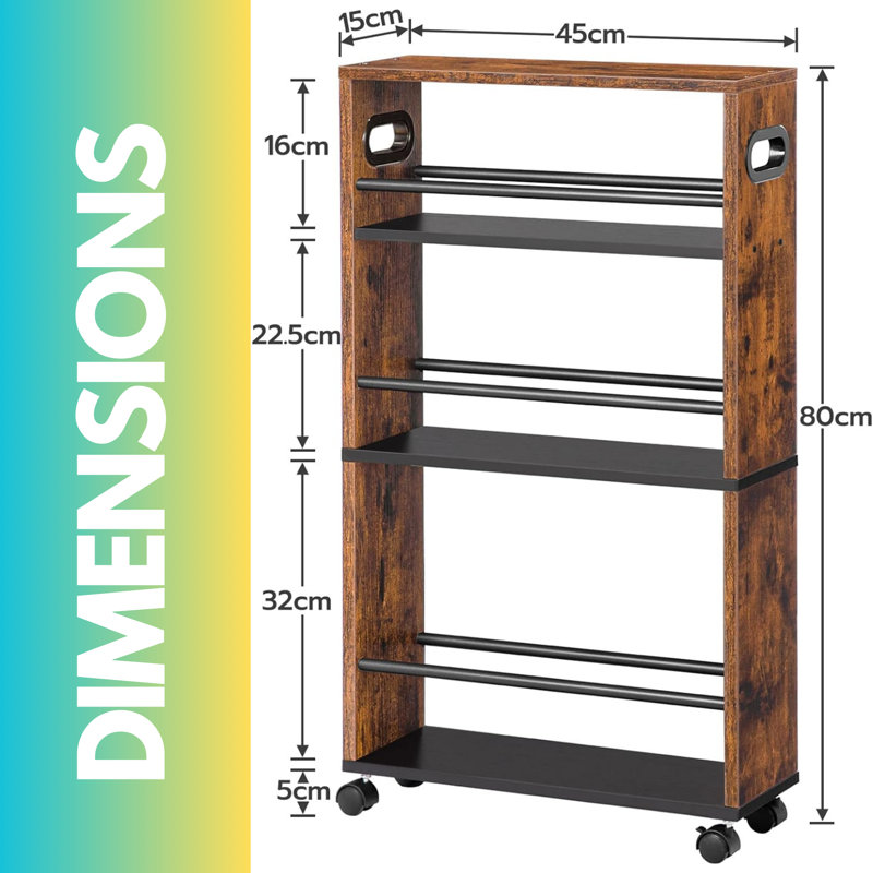 Gowanus 4-Tier Rolling Utility Cart with Handle