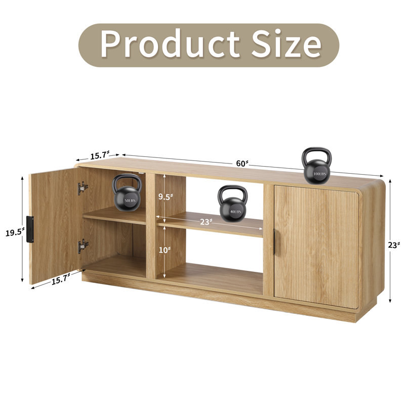 Gehsen 60" TV Stand with Storage, Yellow