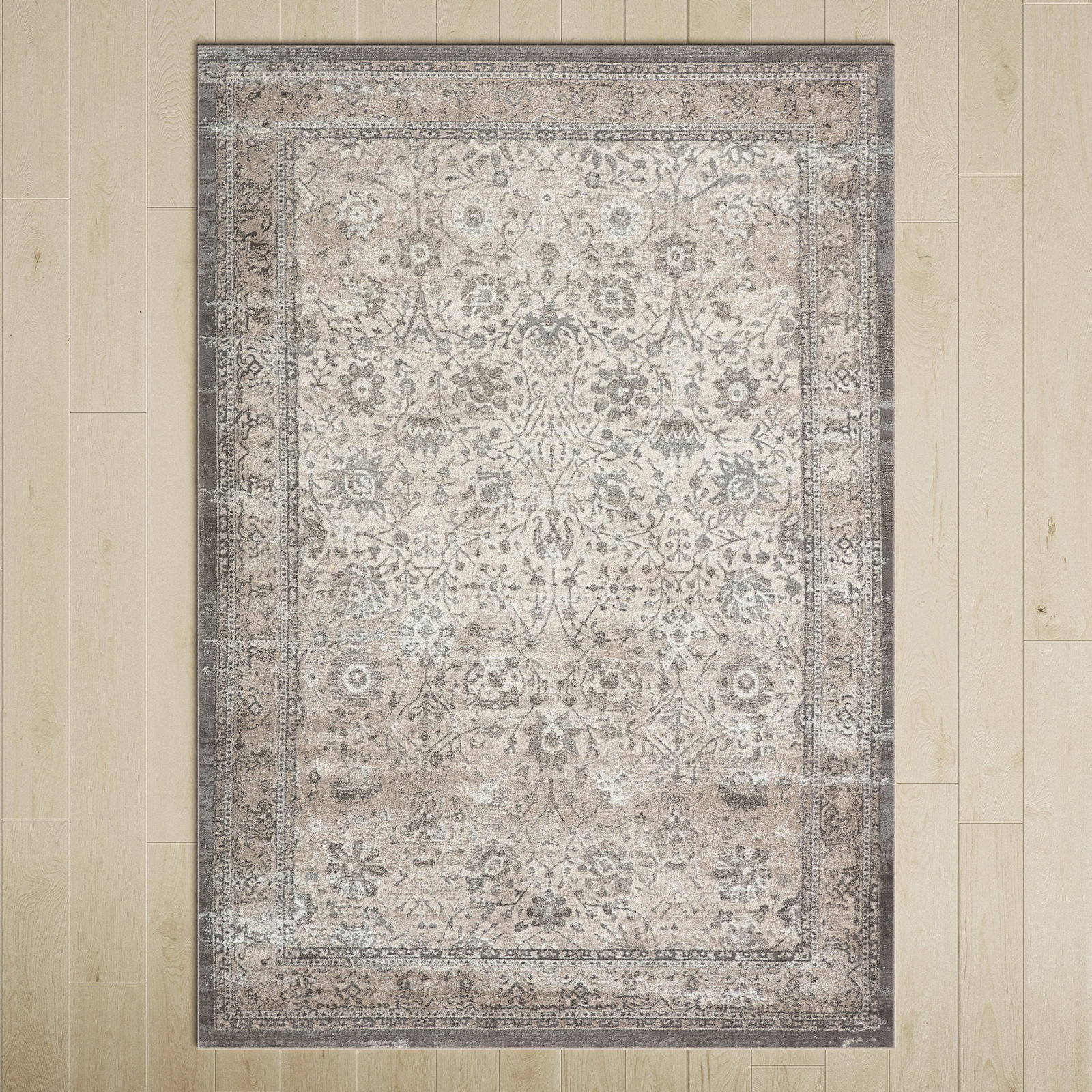 Lynnette Gray/Beige Rug, Rectangle 6'7" x 9'6"