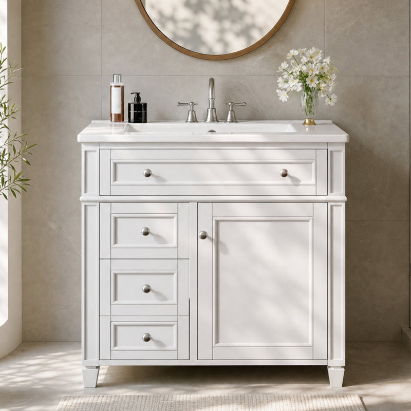 Meuble-lavabo 30 po avec comptoir simple, 2 tiroirs et tiroir basculant