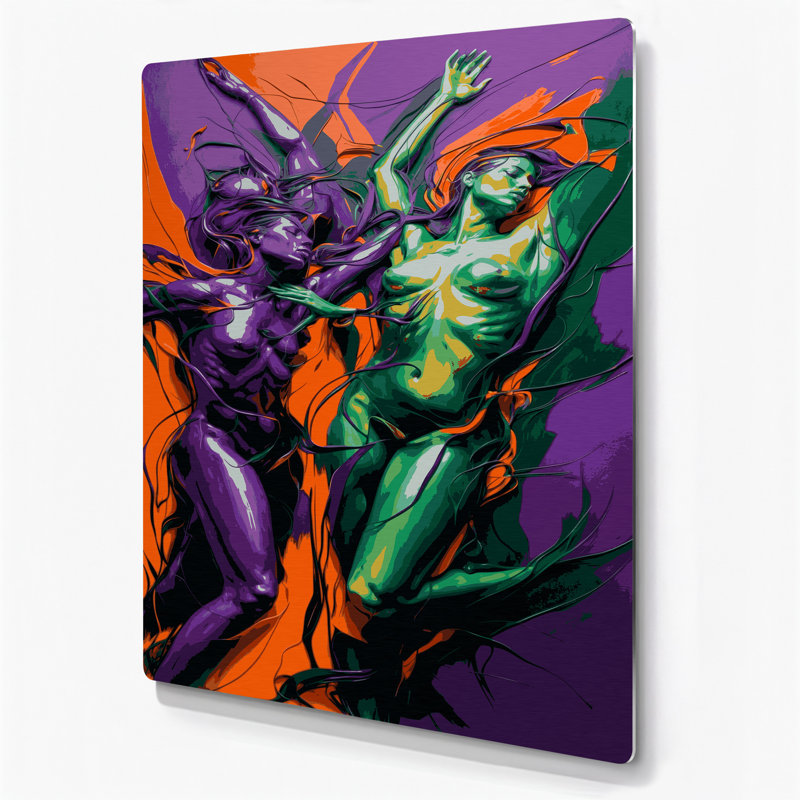 Art mural abstrait 24 figurines en métal mauve, H 12 po x l 18 po
