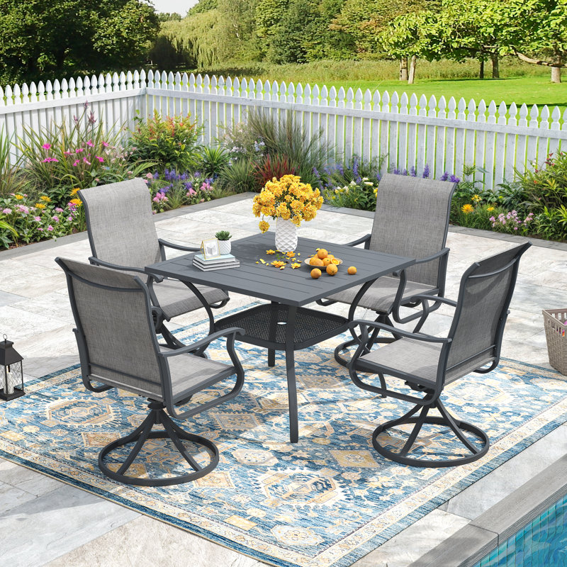 Fauteuils d'extérieur pivotants, Coussin gris / cadre gris
