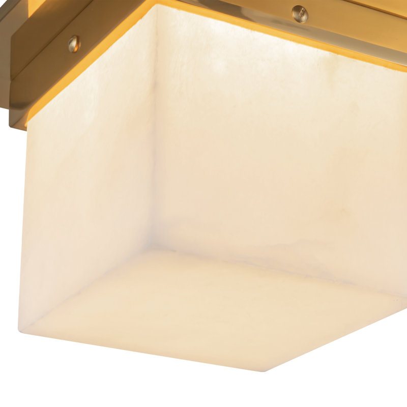 Mineral 8-in Brass Flush Mount, Alabaster, Brass