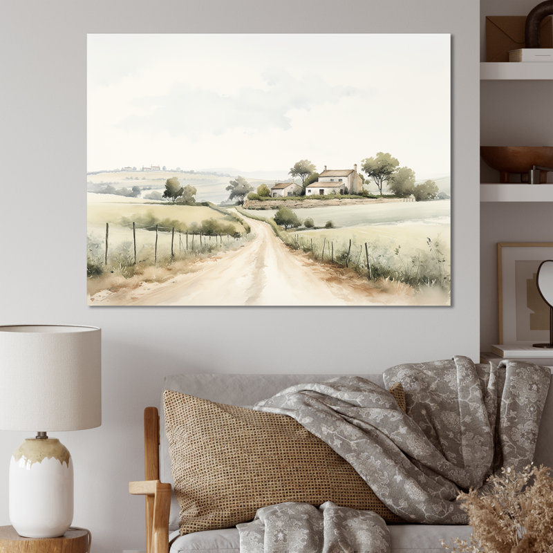 Paysage campagne minimaliste IV - décoration murale campagne, H 12 po x l 20 po x P 1 po, Toile tendue