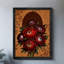 Art mural rétro noir avec pivoine globe oculaire, impressions de style rétro-498557766