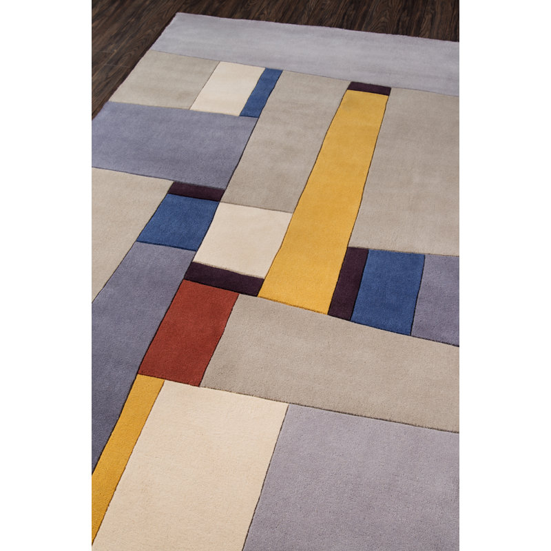 Tapis gris en laine touffeté à la main Ayano, Rectangle 3 pi 6 po x 5 pi 6 po