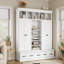 Arbre d'entrée avec banc et 5 casiers de rangement, armoire de rangement moderne pour hall d'entrée avec 4 portes-114240995