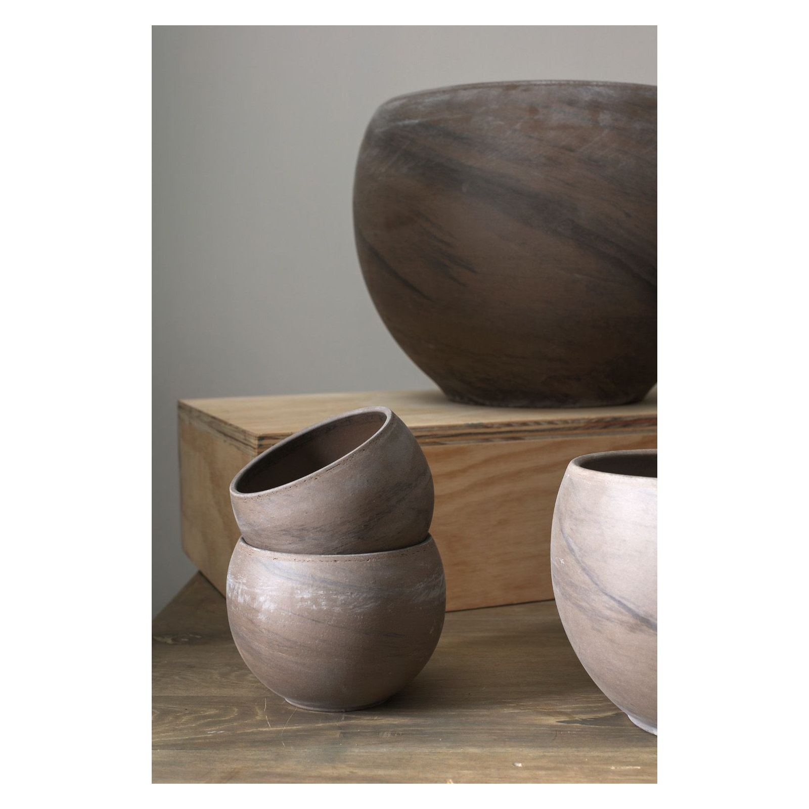 Handmade Ceramic Pot Planter, Gray, 9.25" H x 12.5" W x 12.5" D