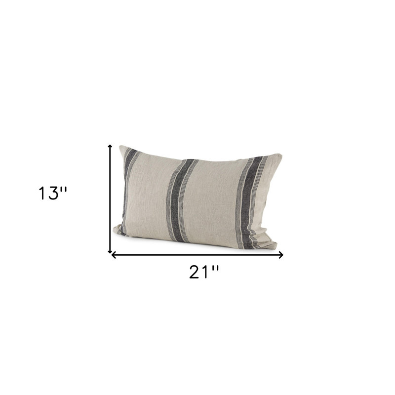 Sonia Striped Fabric Reversible Pillow Cover